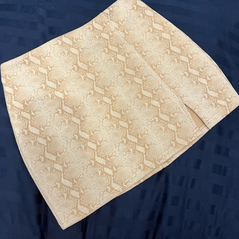 Tan Snake Print Mini Skirt